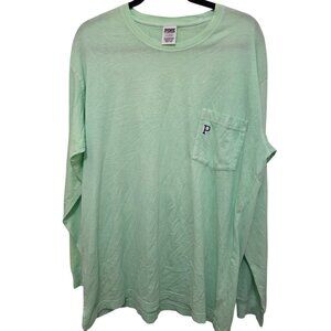 Victorias Secret Pink Mint Green Long-Sleeve Shirt With Pocket L